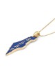 14K Gold and Blue Enamel Map of Israel Pendant with Am Yisrael Chai