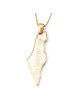 14K Gold and Blue Enamel Map of Israel Pendant with Am Yisrael Chai