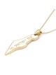 14K Gold and Blue Enamel Map of Israel Pendant with Am Yisrael Chai