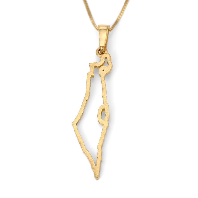 14K Gold Outline Map of Israel Pendant