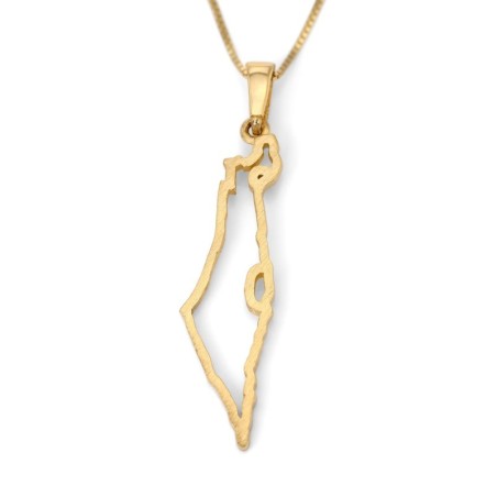 14K Gold Outline Map of Israel Pendant