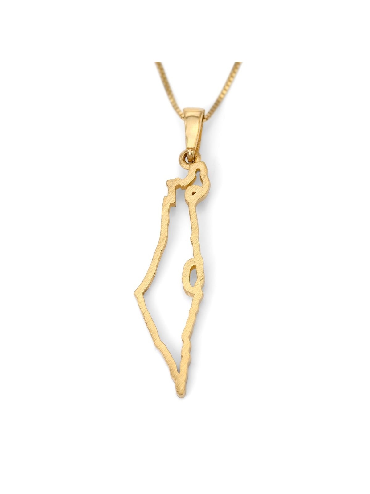 14K Gold Outline Map of Israel Pendant