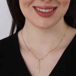 14K Gold Outline Map of Israel Pendant