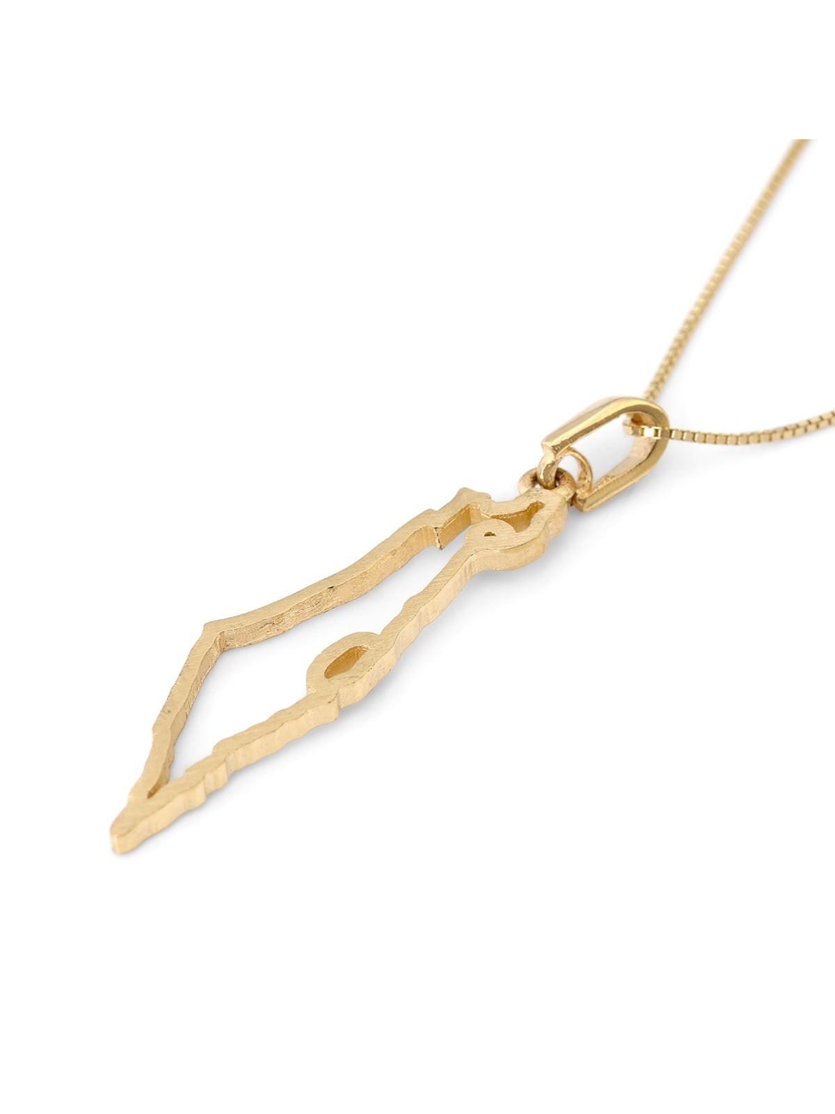 14K Gold Outline Map of Israel Pendant