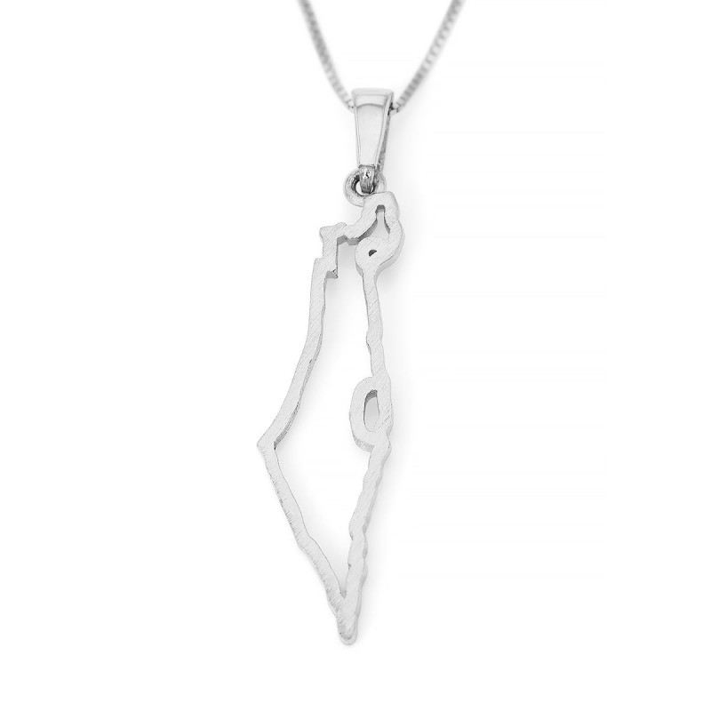 14K Gold Outline Map of Israel Pendant