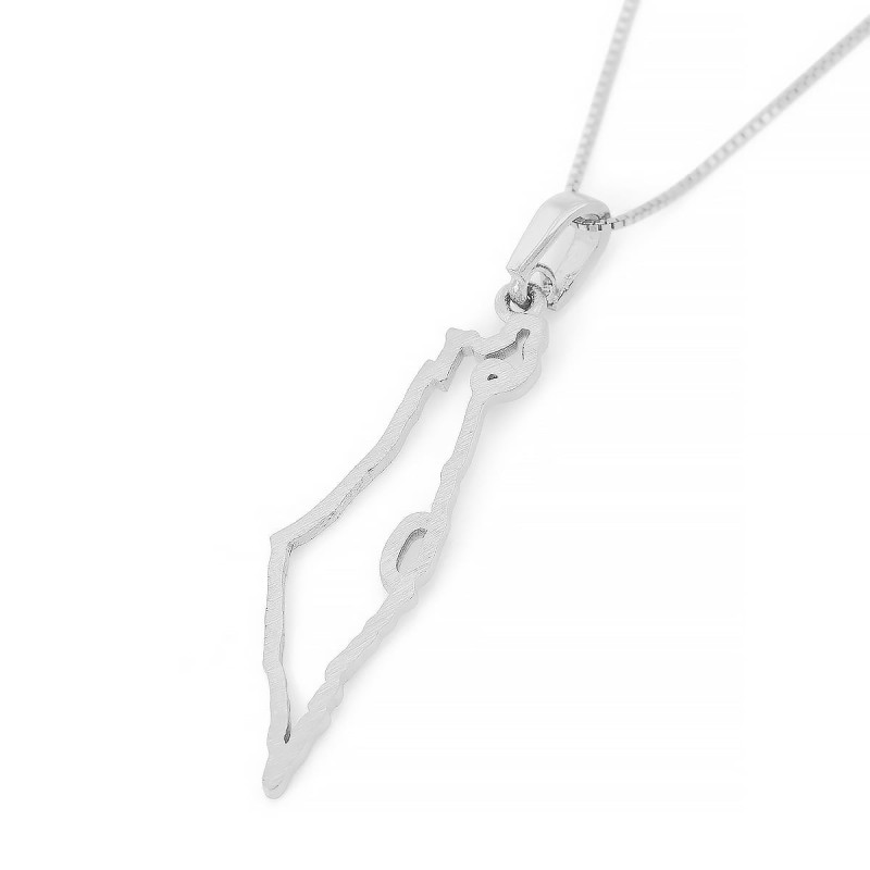 14K Gold Outline Map of Israel Pendant