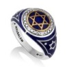 Marina Jewelry Sterling Silver and Blue Enamel Ring With Gold-Plated S