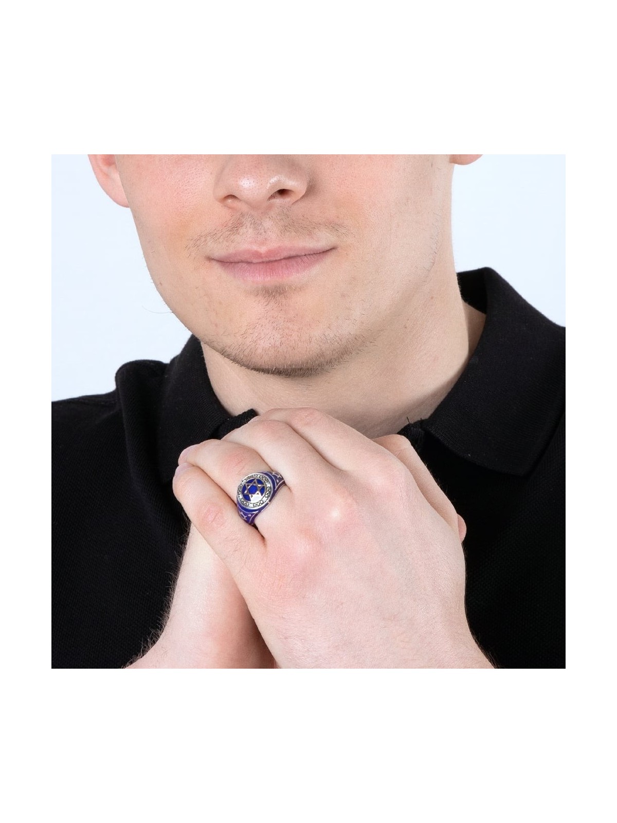 Marina Jewelry Sterling Silver and Blue Enamel Ring With Gold-Plated S