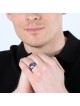 Marina Jewelry Sterling Silver and Blue Enamel Ring With Gold-Plated S