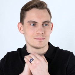 Marina Jewelry Sterling Silver and Blue Enamel Ring With Gold-Plated S