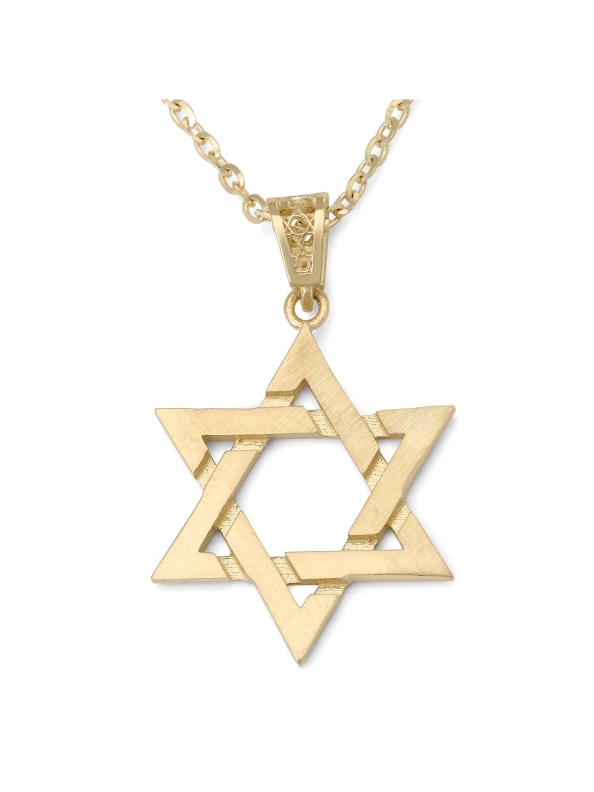 Large 14K Gold Interlocking Star of David Pendant - Color Option