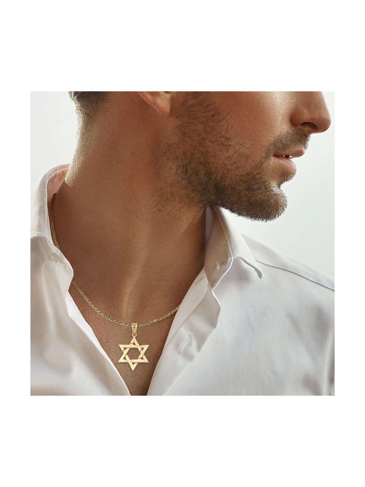 Large 14K Gold Interlocking Star of David Pendant - Color Option