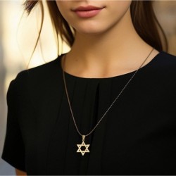 Large 14K Gold Interlocking Star of David Pendant - Color Option