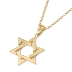 Large 14K Gold Interlocking Star of David Pendant - Color Option