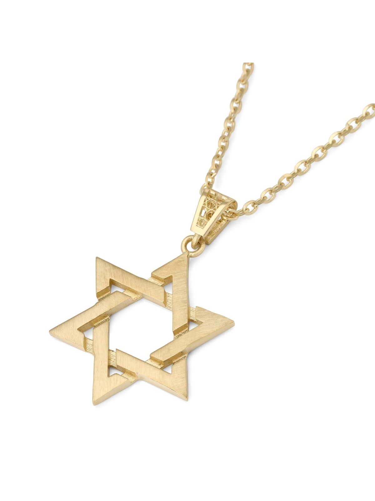 Large 14K Gold Interlocking Star of David Pendant - Color Option