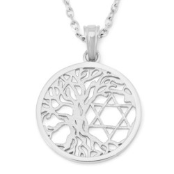 14K Gold Tree of Life Star of David Pendant Necklace