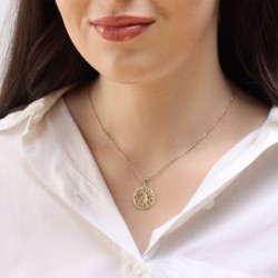 14K Gold Tree of Life Star of David Pendant Necklace