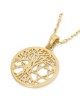14K Gold Tree of Life Star of David Pendant Necklace