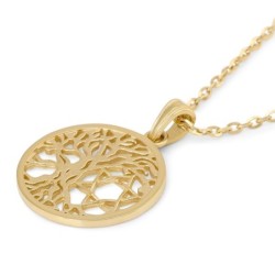 14K Gold Tree of Life Star of David Pendant Necklace