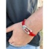 Ana Bekoach: Silver and Red Leather Kabbalah Bracelet - Star of David