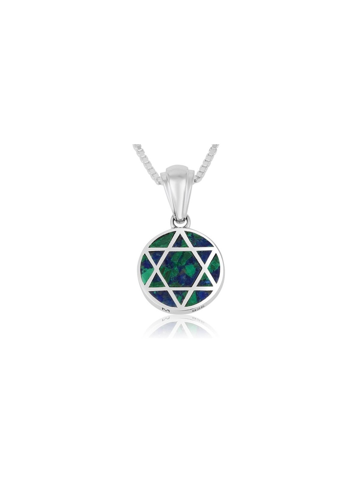 Sterling Silver Round Star of David Necklace with Eilat Stone