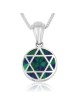 Sterling Silver Round Star of David Necklace with Eilat Stone