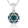 Sterling Silver Round Star of David Necklace with Eilat Stone