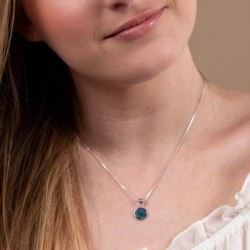 Sterling Silver Round Star of David Necklace with Eilat Stone