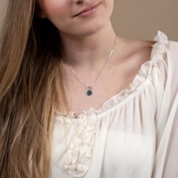 Sterling Silver Round Star of David Necklace with Eilat Stone