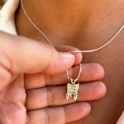 Gold and Silver Chai Necklace with Nishmat Kol Chai Prayer