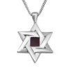 Grand Star of David Necklace with Micro-Inscribed Bible Chip - Silver