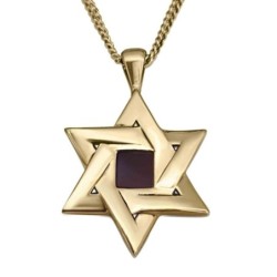 Grand Star of David Necklace with Micro-Inscribed Bible Chip - Silver