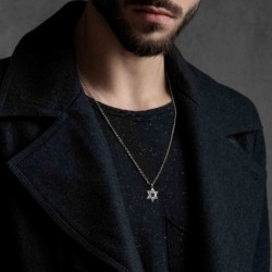 Grand Star of David Necklace with Micro-Inscribed Bible Chip - Silver