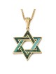 14K Gold Star of David Pendant Lined with Eilat Stone