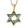 14K Gold Star of David Pendant Lined with Eilat Stone