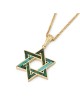 14K Gold Star of David Pendant Lined with Eilat Stone