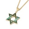 14K Gold Star of David Pendant Lined with Eilat Stone