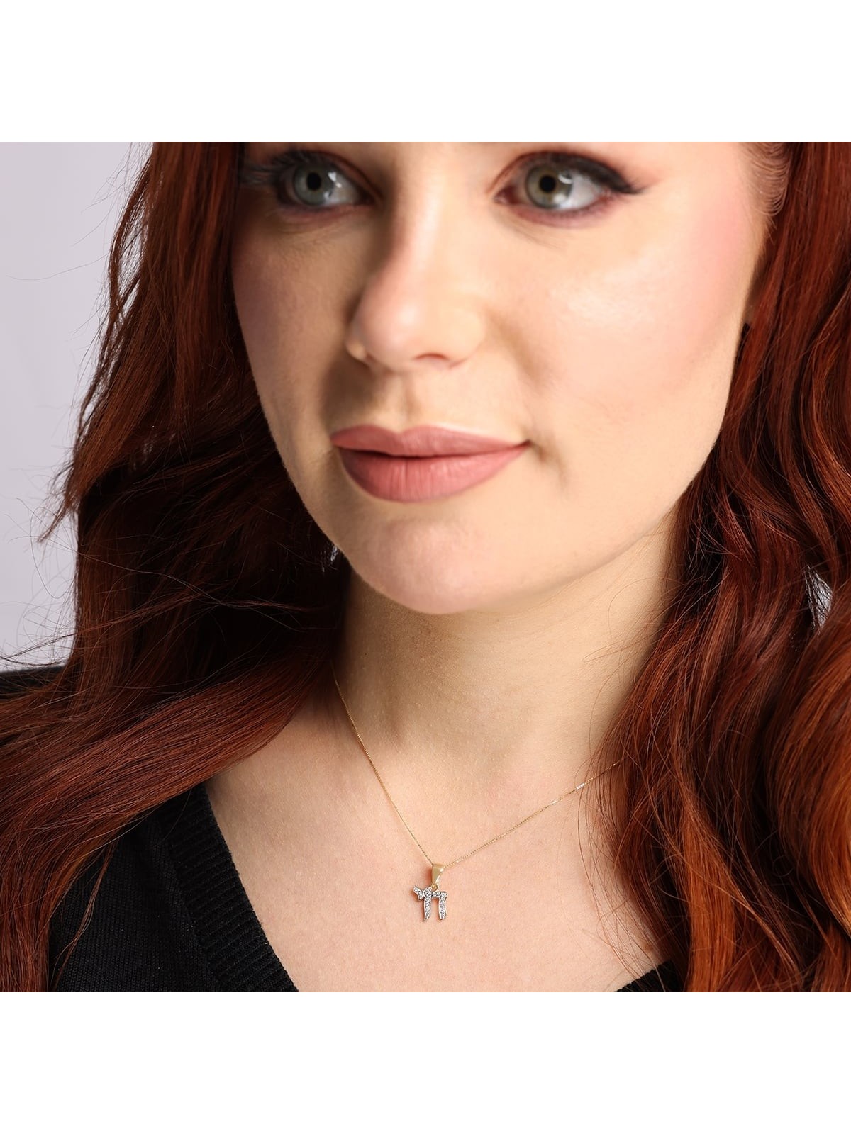 14K Gold Chai Pendant Necklace with Diamonds