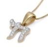 14K Gold Chai Pendant Necklace with Diamonds