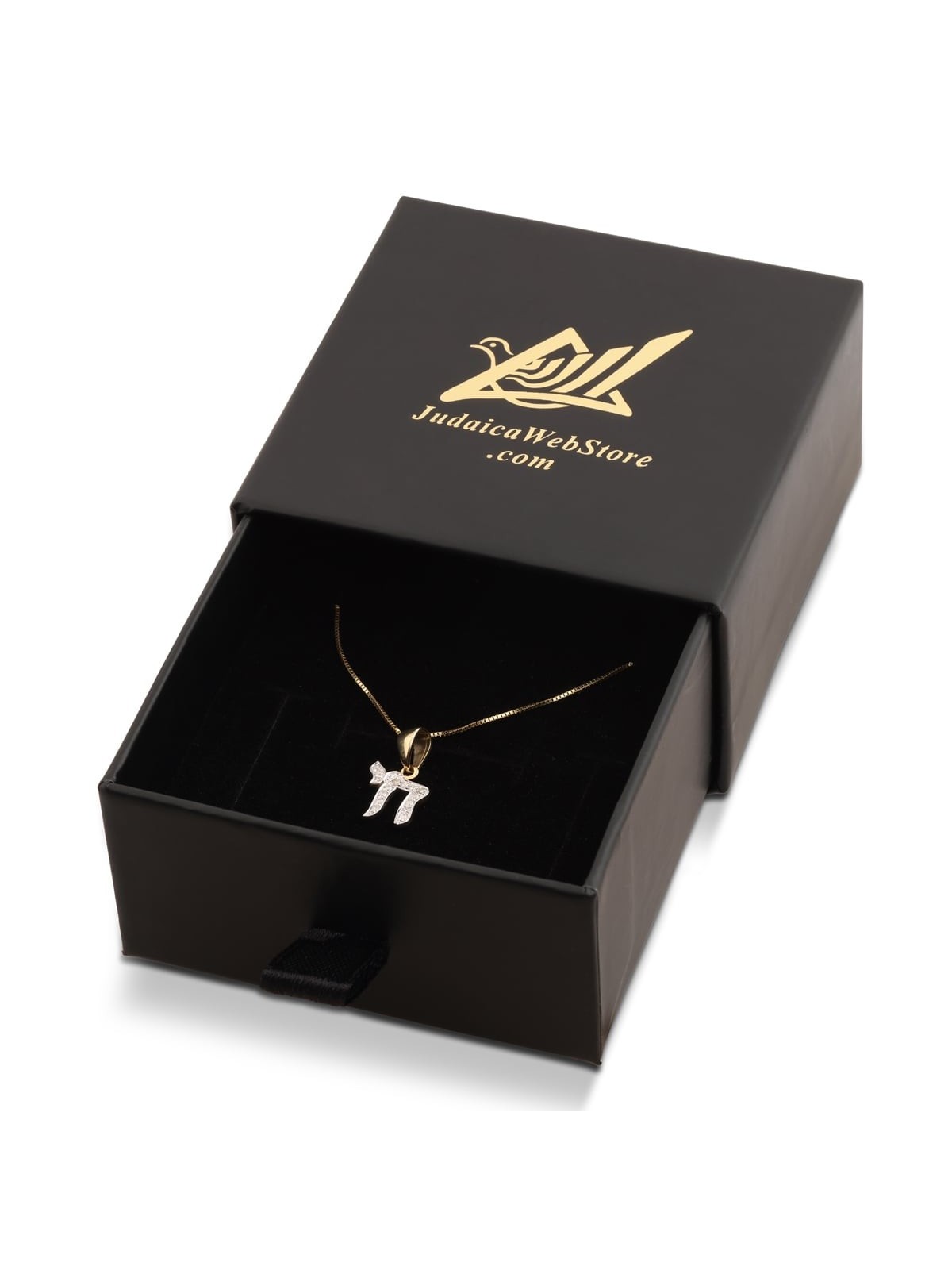 14K Gold Chai Pendant Necklace with Diamonds