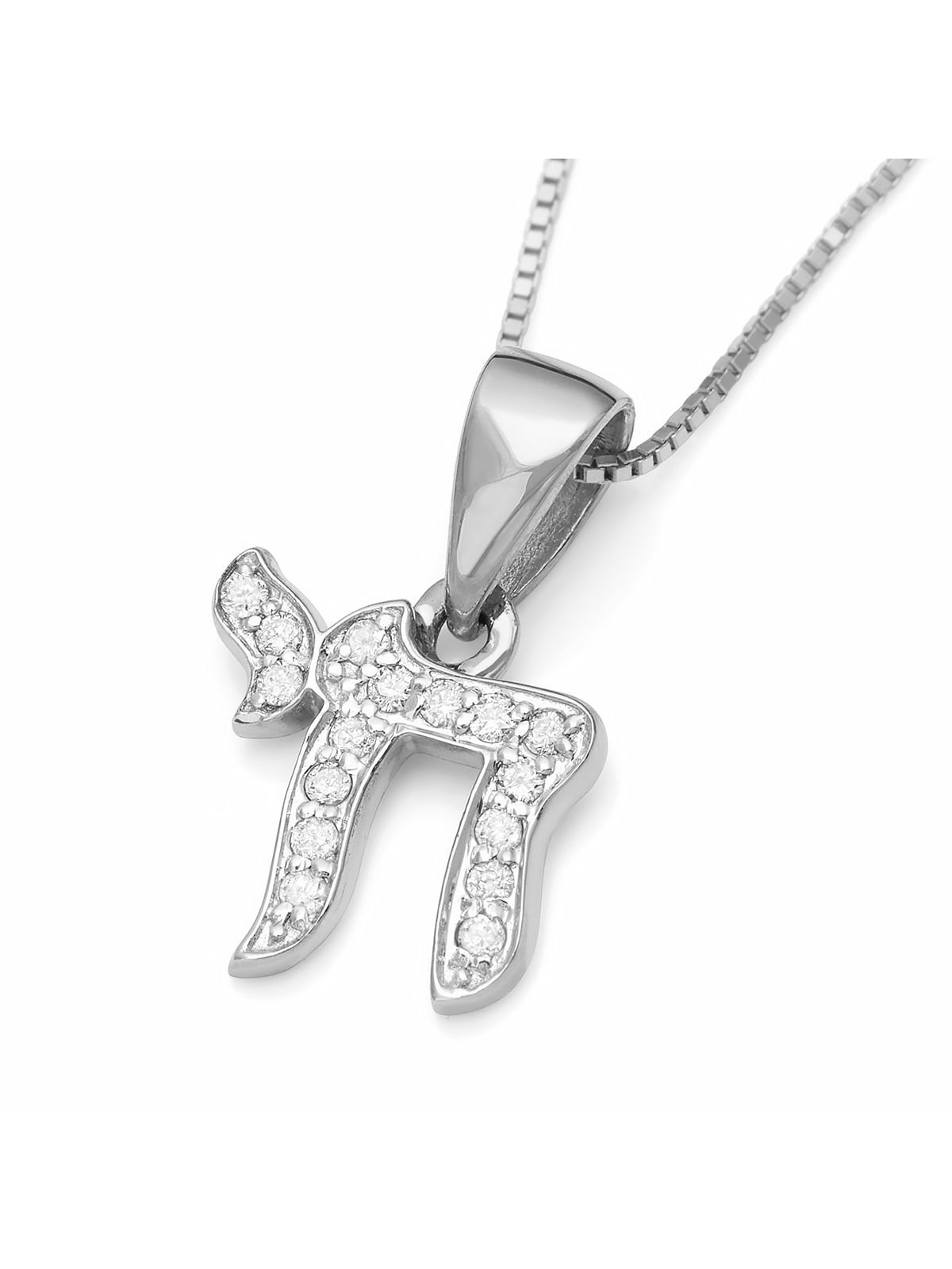 14K Gold Chai Pendant Necklace with Diamonds