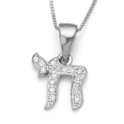 14K Gold Chai Pendant Necklace with Diamonds