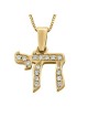 14K Gold Chai Pendant Necklace with Diamonds