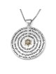 Silver and Gold Disk Kabbalah Necklace with Chrysoberyl - 72 Holy Name