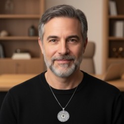 Silver and Gold Disk Kabbalah Necklace with Chrysoberyl - 72 Holy Name