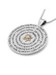 Silver and Gold Disk Kabbalah Necklace with Chrysoberyl - 72 Holy Name