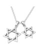 925 Sterling Silver Star of David Pair of Pendants Necklace