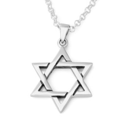 925 Sterling Silver Star of David Pair of Pendants Necklace