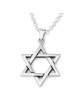 925 Sterling Silver Star of David Pair of Pendants Necklace