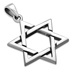 925 Sterling Silver Star of David Pair of Pendants Necklace